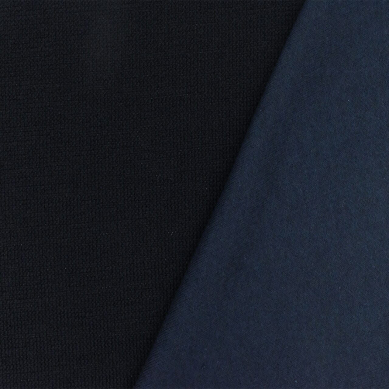 Black-Deep Navy Blue Solid Polyester Wool Double Knit Fabric By the Yard